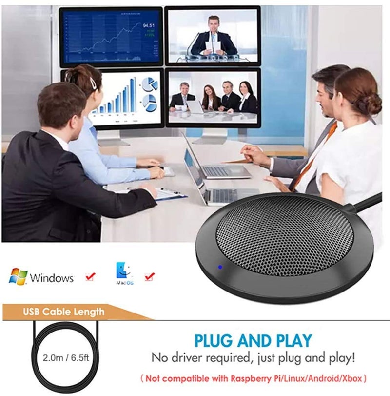 TKGOU Conference USB Microphone, Computer Desktop Mic with LED Indicator, Plug & Play Omnidirectional Condenser PC Laptop Mics for Online Meeting, Class, Skype, Recording, Zoom, (No Speakers Included) - Image 5